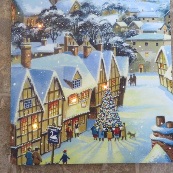 LED CANVAS XMAS WINTER VILLAGE PICTURE 16X12 (K30) - Picture 2 of 5